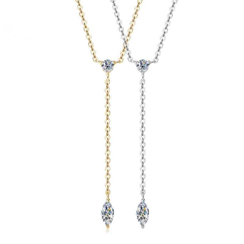 Necklaces for Women Marquise Cut Round Cut Diamond Pendant Silver 925