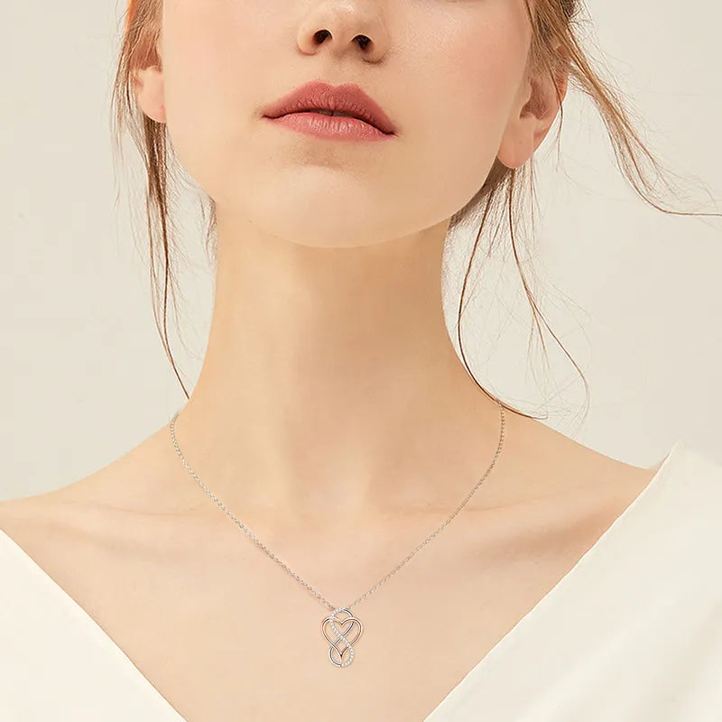 Heart Infinity Pendant Necklace With GRA Silver 925 Real 100% Original  Jewelry for Women Engagement Gift