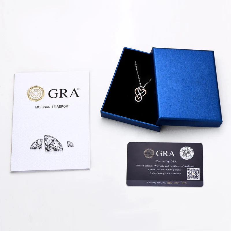 Heart Infinity Pendant Necklace With GRA Silver 925 Real 100% Original  Jewelry for Women Engagement Gift