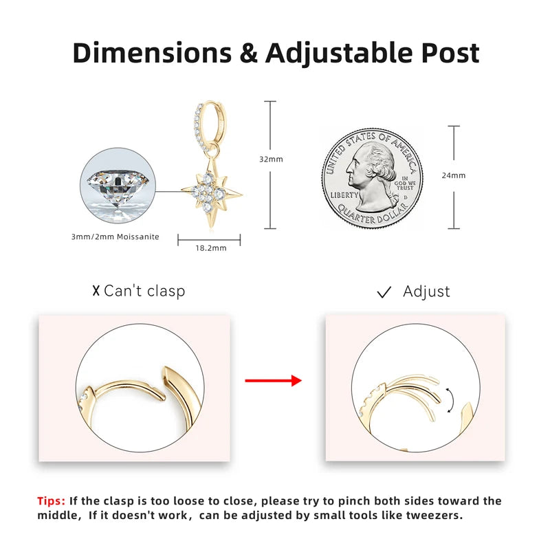Star Drop Earrings for Women Luxury Design Jewelry