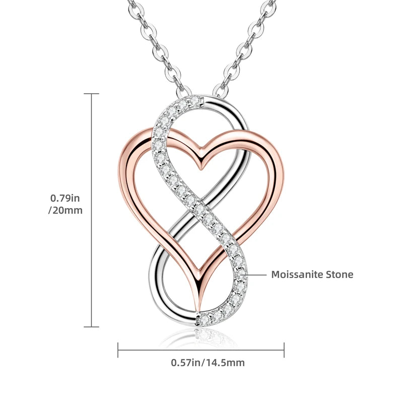 Heart Infinity Pendant Necklace With GRA Silver 925 Real 100% Original  Jewelry for Women Engagement Gift