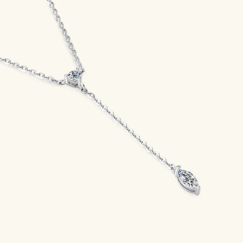 Necklaces for Women Marquise Cut  Round Cut Diamond Pendant Silver 925