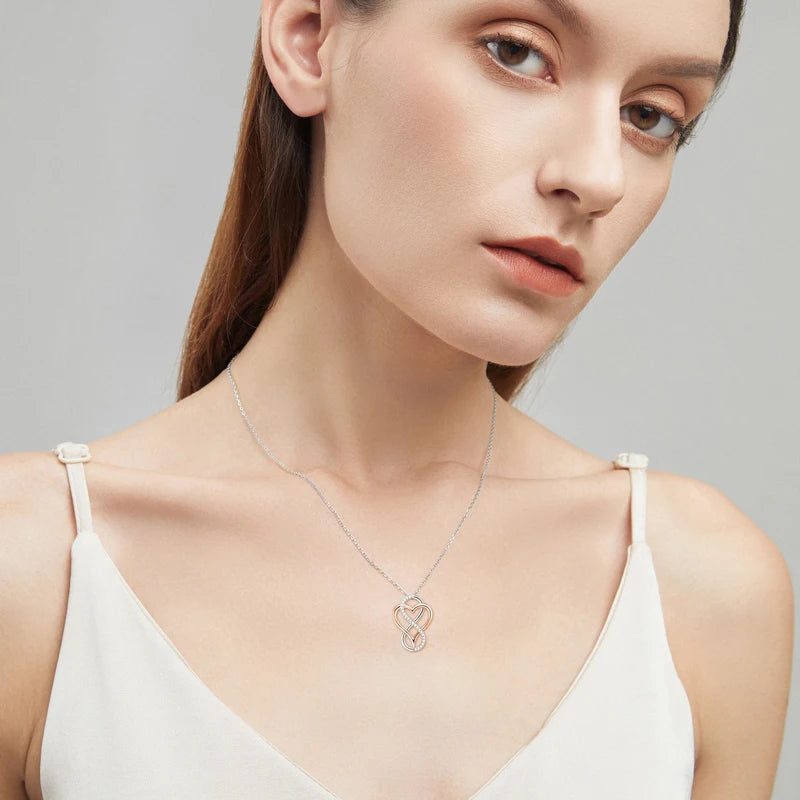 Heart Infinity Pendant Necklace With GRA Silver 925 Real 100% Original  Jewelry for Women Engagement Gift